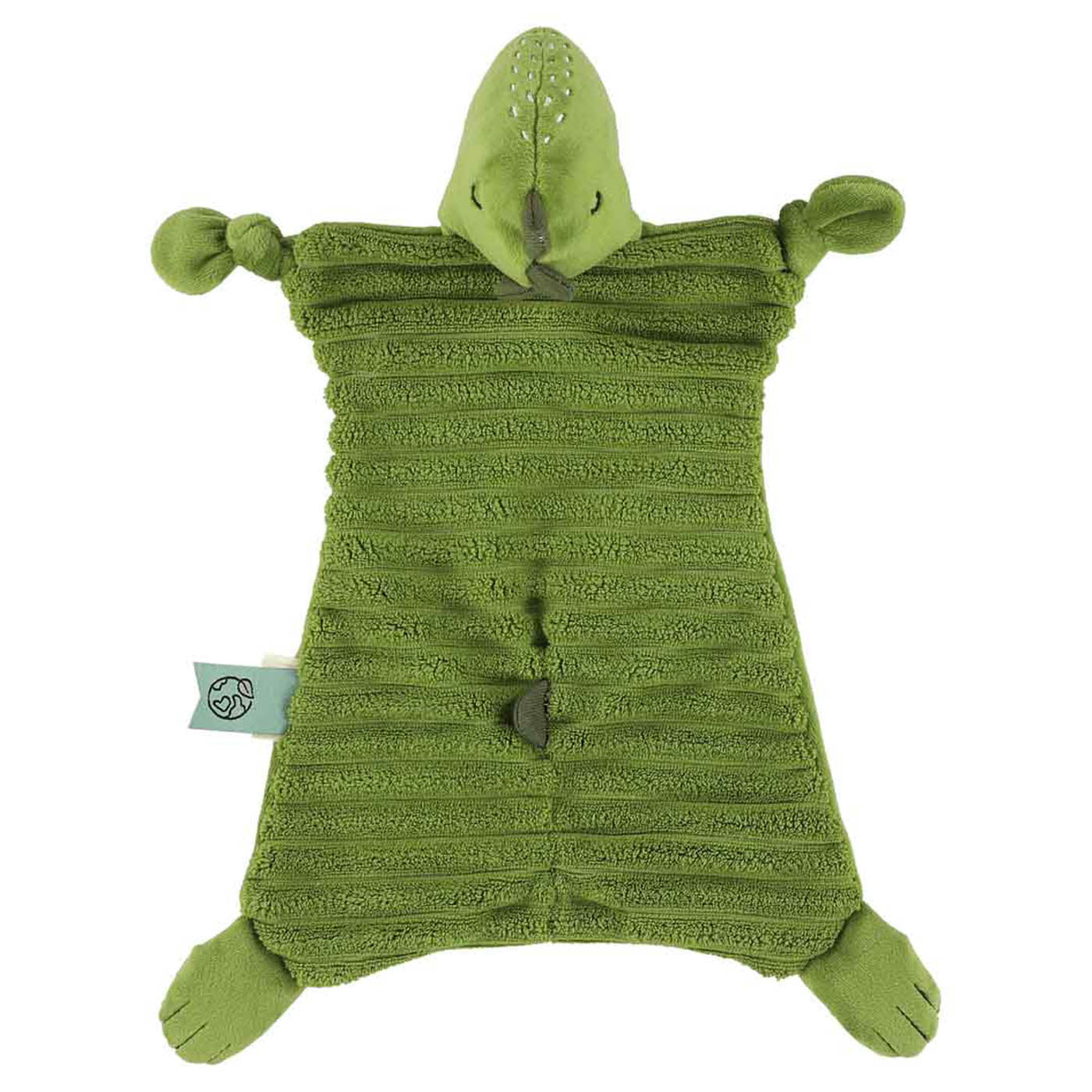 Dos du doudou Mr. Dino Trixie en velours côtelé vert