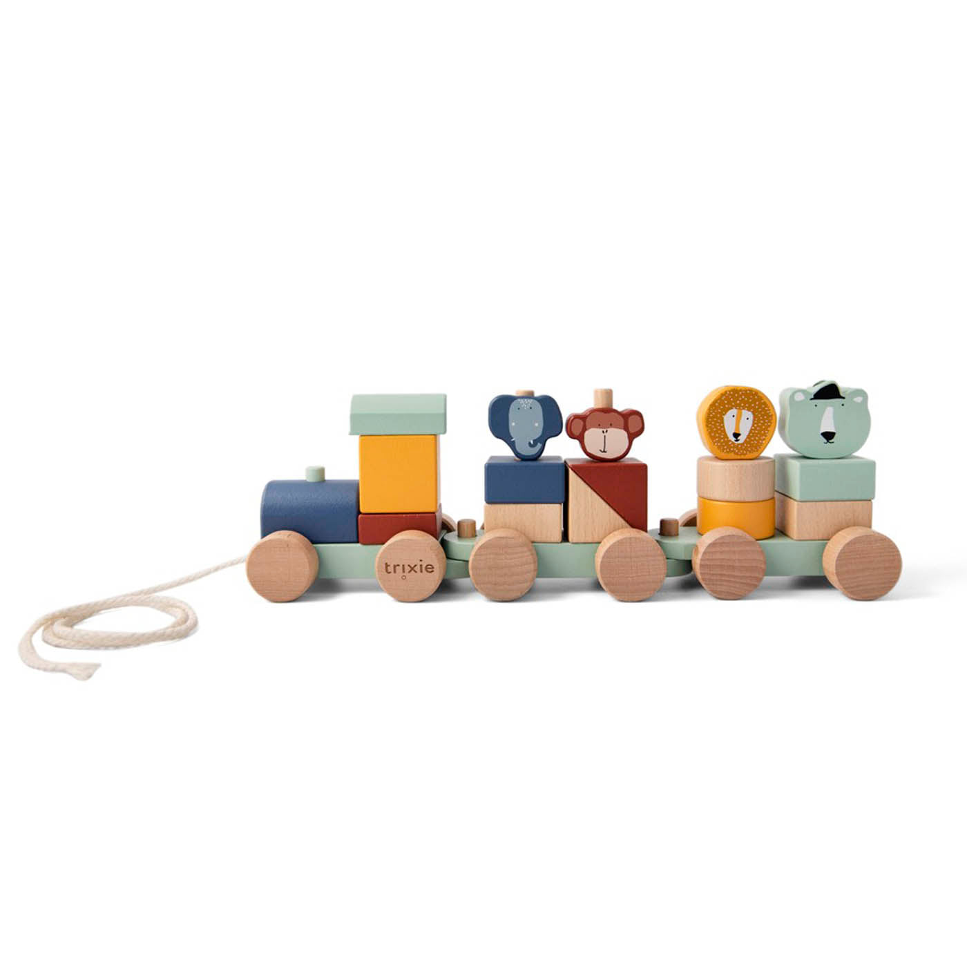 Train animaux en bois Trixie avec blocs colorés