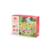 4 mini puzzles des saisons - 4 x 12 pièces - la Grande famille - Moulin roty