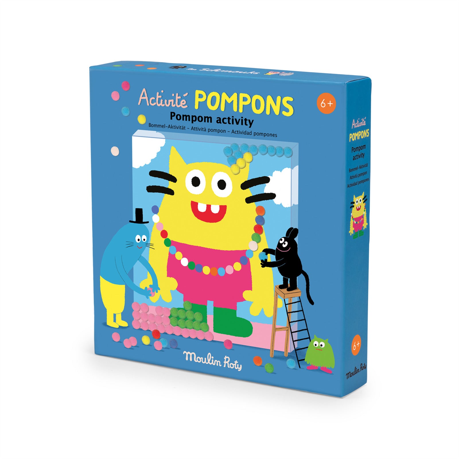 Activité pompons tableau - Les Schmouks - Moulin Roty