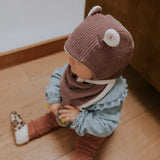 Bonnet bébé réversible - Velours parme - Rien que des bêtises