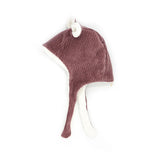 Bonnet bébé réversible - Velours parme - Rien que des bêtises