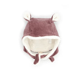 Bonnet bébé réversible - Velours parme - Rien que des bêtises