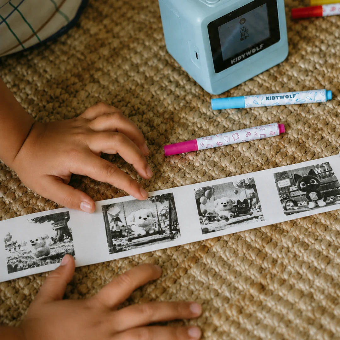 Dessins imprimés par la KIDYPRINTER AI avec marqueurs de coloriage