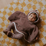 Poncho bébé velours parme  - Rien que des bêtises