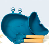 Set assiette & couverts en silicone bleu marine - Baleine - Les petits citrons