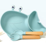 Set assiette & couverts en silicone bleu ciel - Baleine - Les petits citrons
